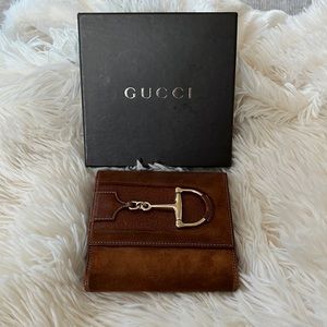 Gucci Hasler Suede with Guccissima Leather Compact Wallet